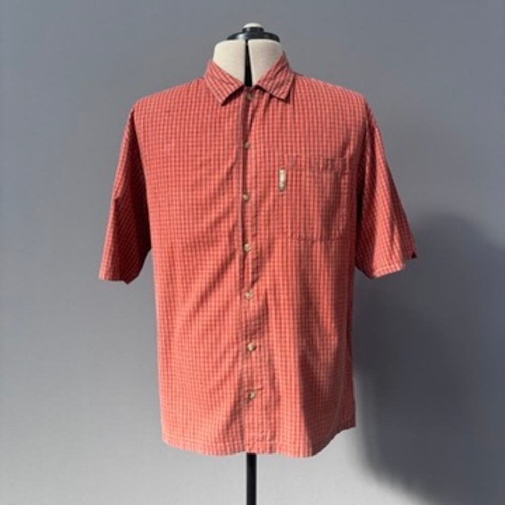 Columbia Mens Short Sleeve Button Front Micro Plaid Shirt Sz M